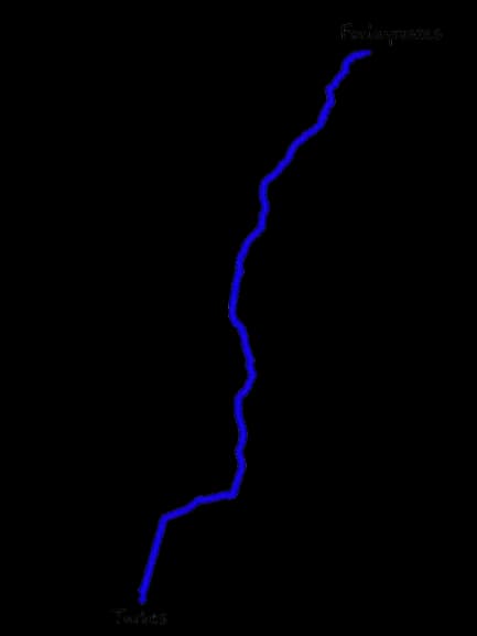 Trajectoire dessinée à la main entre Foulayronnes et Tarbes